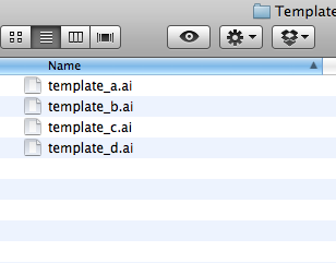 Screenshot showing file templates