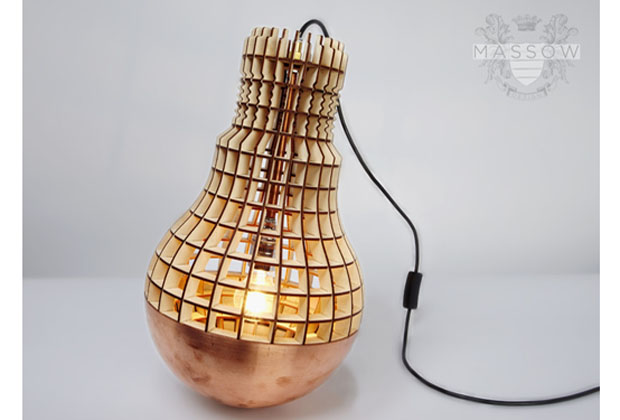 Laser cutting products wooden lightbulb shaped lamp shade